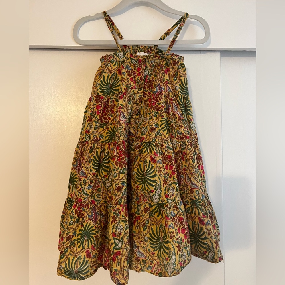 Yo Baby yellow Floral button down Sundress with Straps